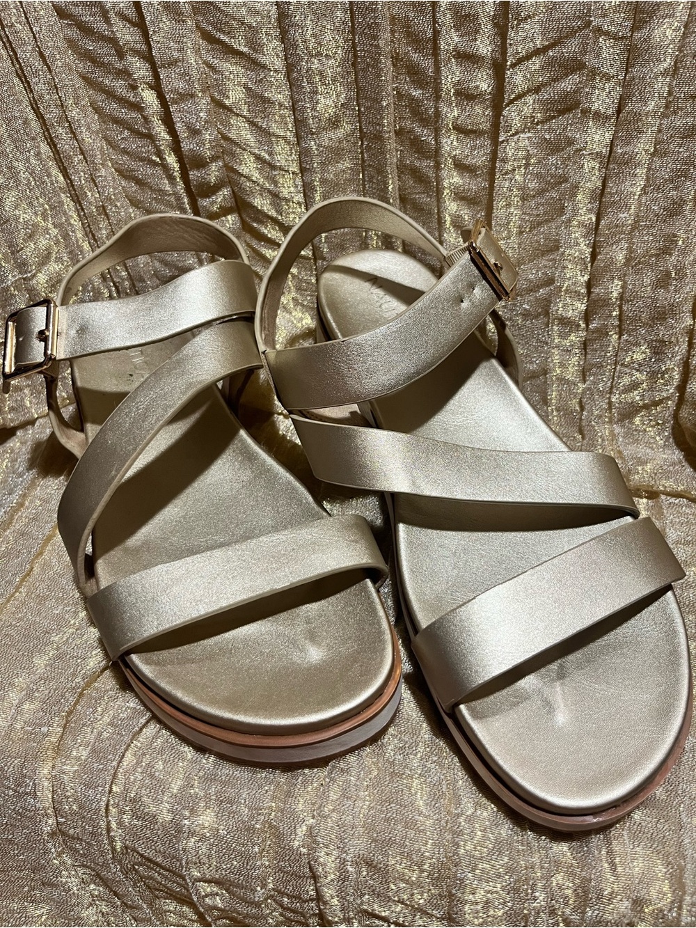 Nautica Shimmery Silver Strappy Sandals